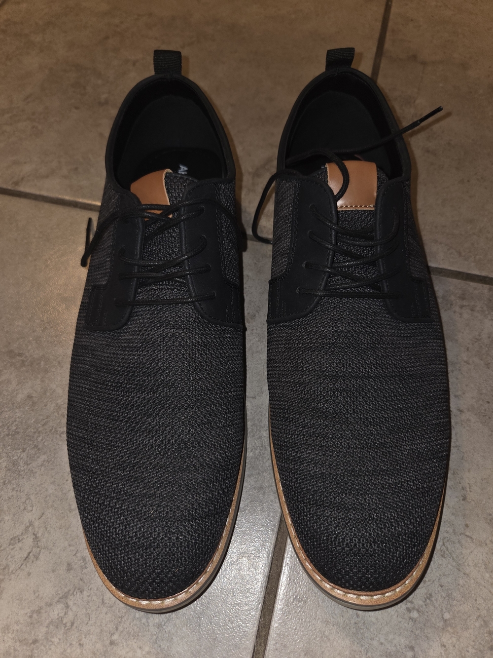 Abound Black Knit Lace-Up Oxfords with Tan Trim